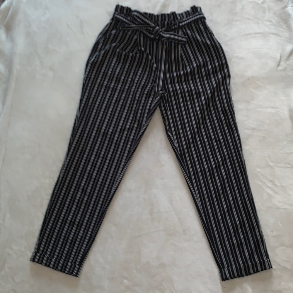 black pants white vertical stripes size: M